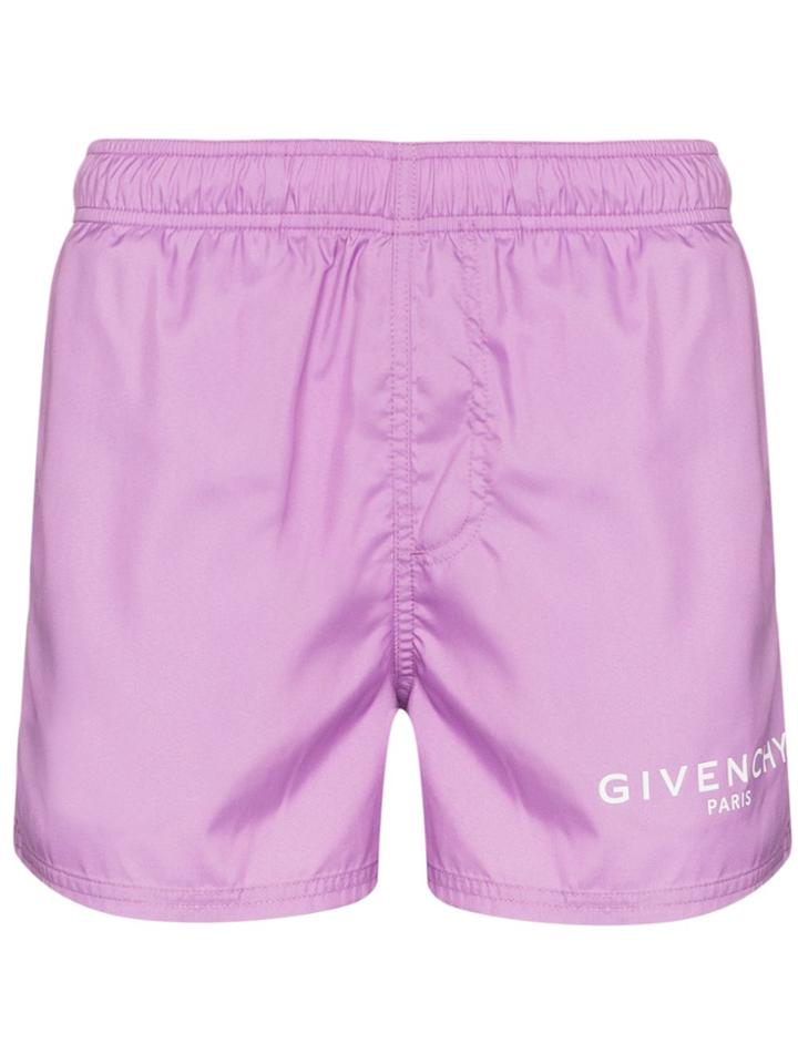 Givenchy Classic Logo Drawstring Swim Shorts - Purple