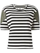 Mm6 Maison Margiela Striped T-shirt, Women's, Size: Small, Black, Cotton/spandex/elastane/polyurethane/viscose