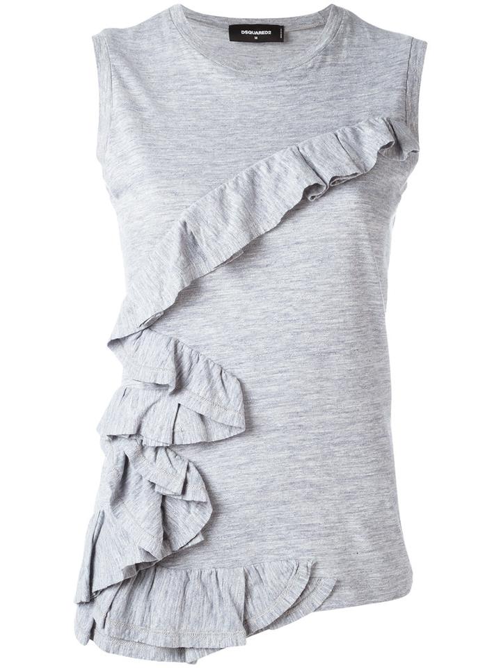 Dsquared2 - Ruffled Tank Top - Women - Viscose/cotton - S, Grey, Viscose/cotton