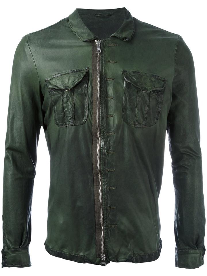 Giorgio Brato - Chest Pocket Jacket - Men - Cotton/leather/nylon - 48, Green, Cotton/leather/nylon