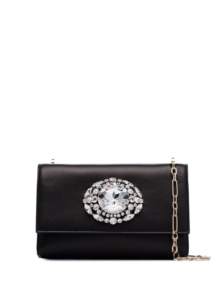 Jimmy Choo Thea Crystal Buckle Clutch - Black