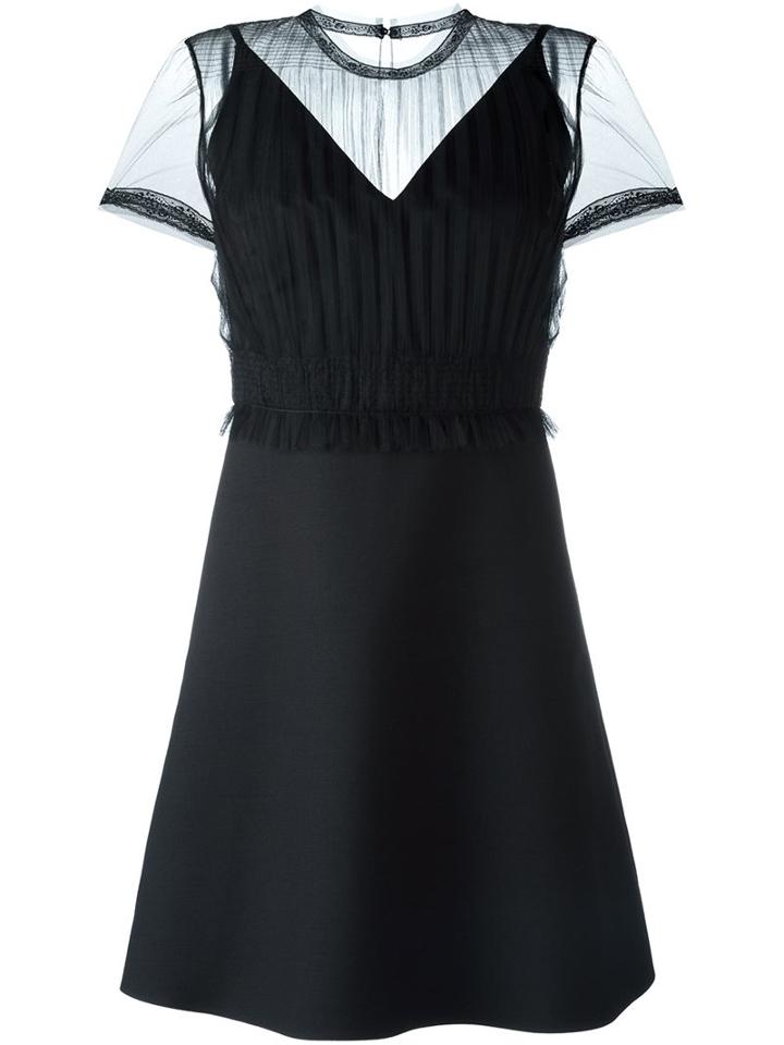 Valentino Lightly Laced Dress, Women's, Size: 42, Black, Silk/cotton/virgin Wool