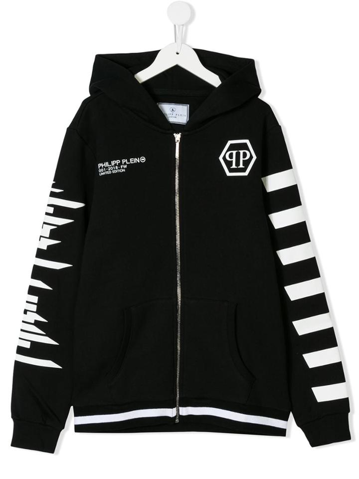 Philipp Plein Junior Teen Full-zipped Printed Hoodie - Black