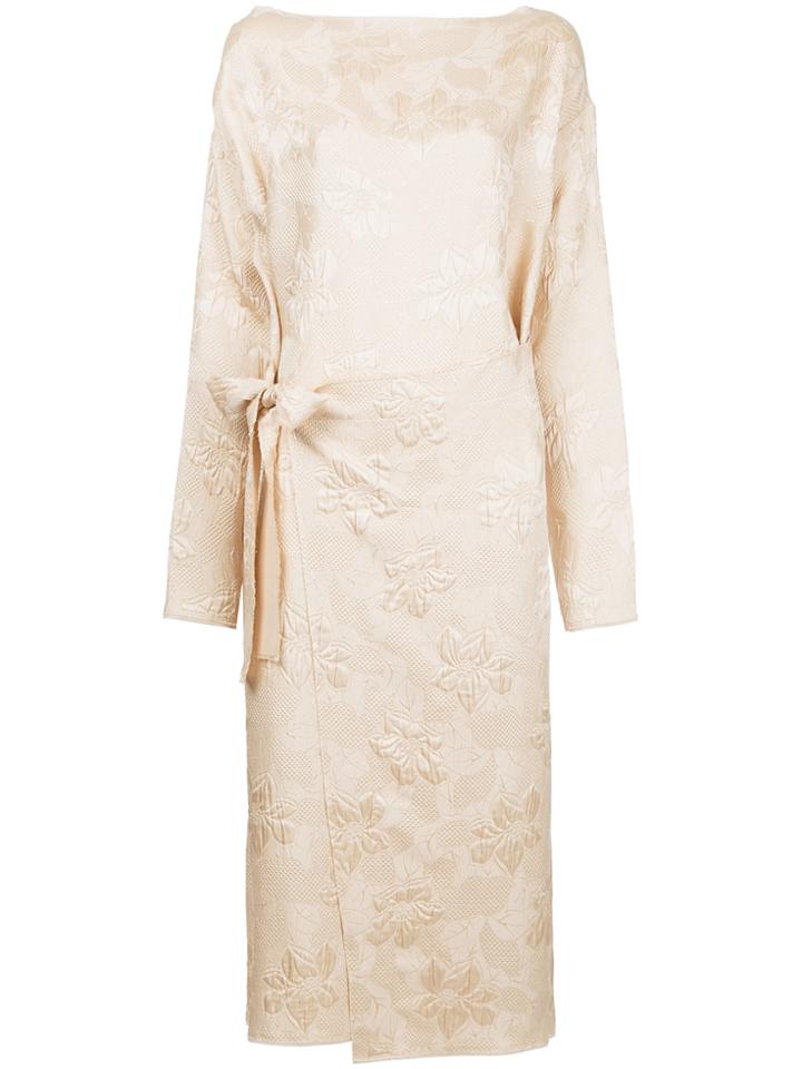Ms Min Jacquard Wrap Dress - Brown