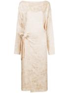 Ms Min Jacquard Wrap Dress - Brown