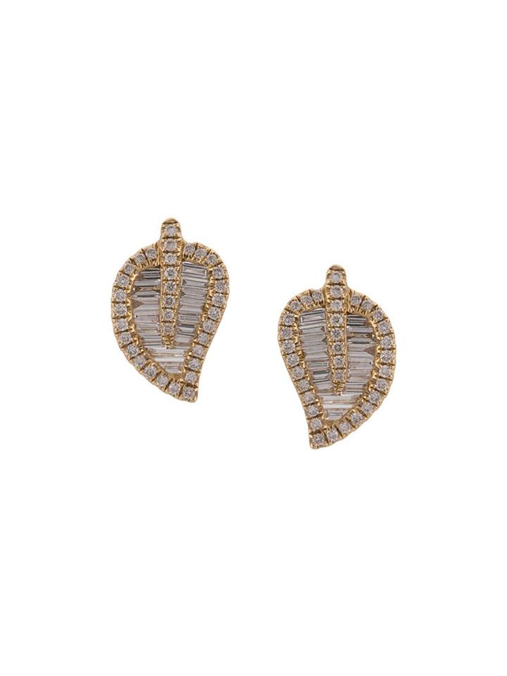 Anita Ko 18kt Yellow Gold Diamond Leaf Studs