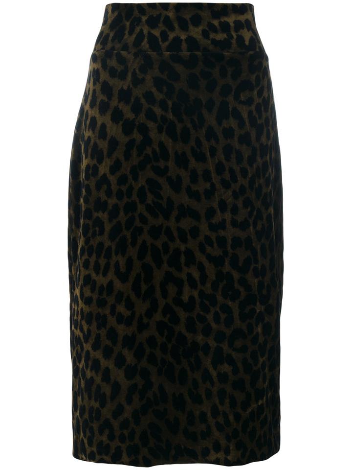 Odeeh - Leopard Pencil Skirt - Women - Cotton/polyamide/viscose - 36, Black, Cotton/polyamide/viscose