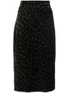 Odeeh - Leopard Pencil Skirt - Women - Cotton/polyamide/viscose - 36, Black, Cotton/polyamide/viscose