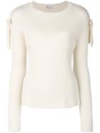Red Valentino Tied Detail Ribbed Jumper - White
