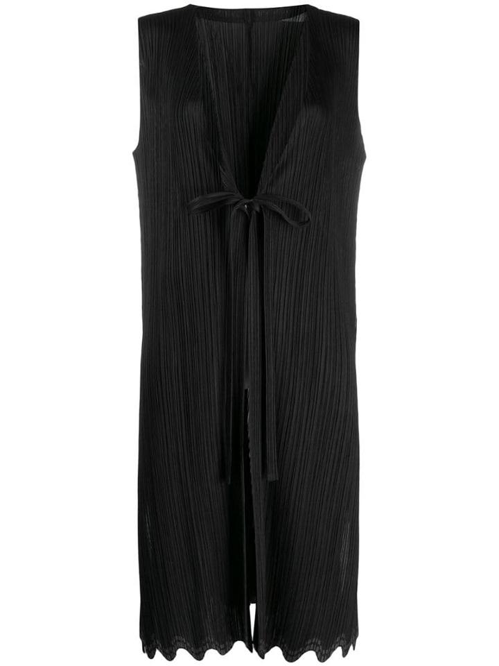 Pleats Please By Issey Miyake Wave-hem Sleeveless Jacket - Black