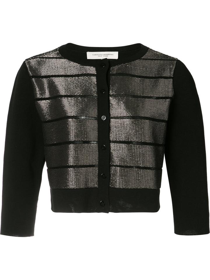 Carolina Herrera - Metallic Striped Cardigan - Women - Cotton/polyamide/spandex/elastane/metallic Fibre - Xl, Black, Cotton/polyamide/spandex/elastane/metallic Fibre