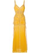 Elie Saab Lace Panel Tiered Gown - Yellow
