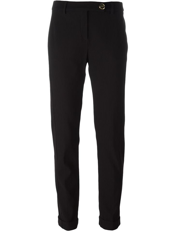 Cavalli Class Corduroy Effect Trousers, Women's, Size: 40, Black, Polyamide/polyester/spandex/elastane/acetate