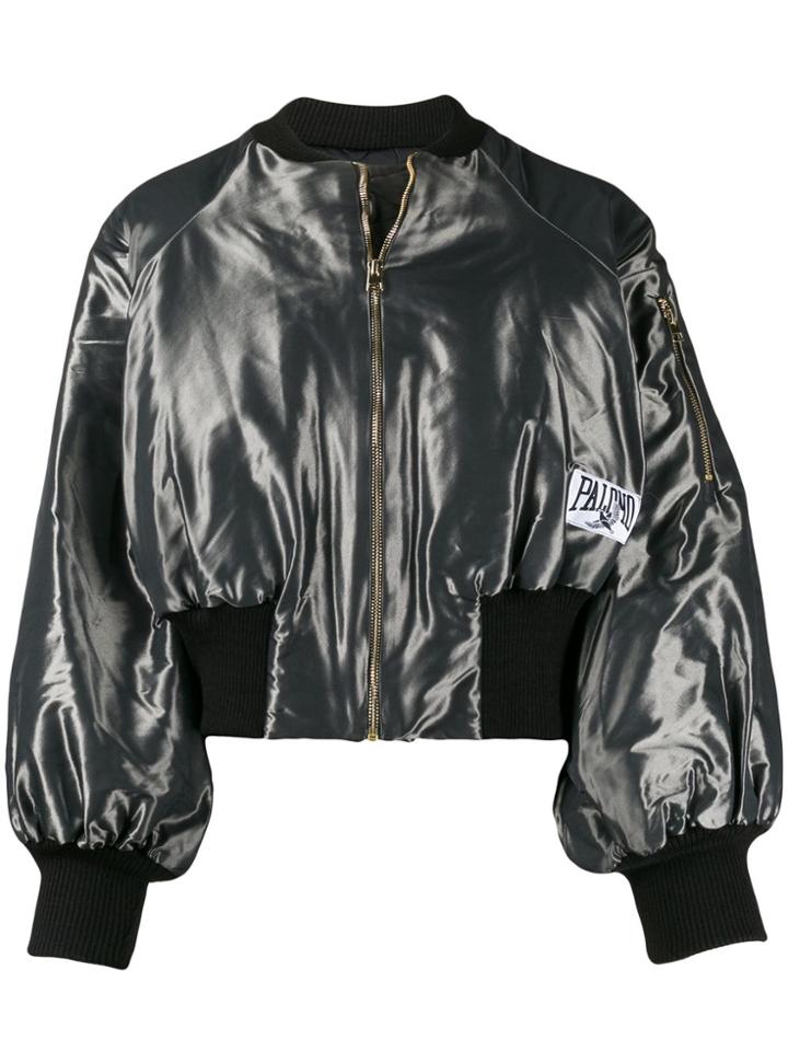 Palomo Spain Satin Bomber Jacket - Grey