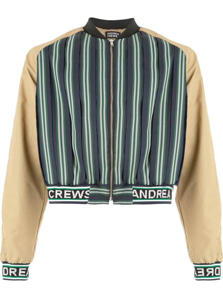 Andrea Crews Cropped Bomber Jacket - Green