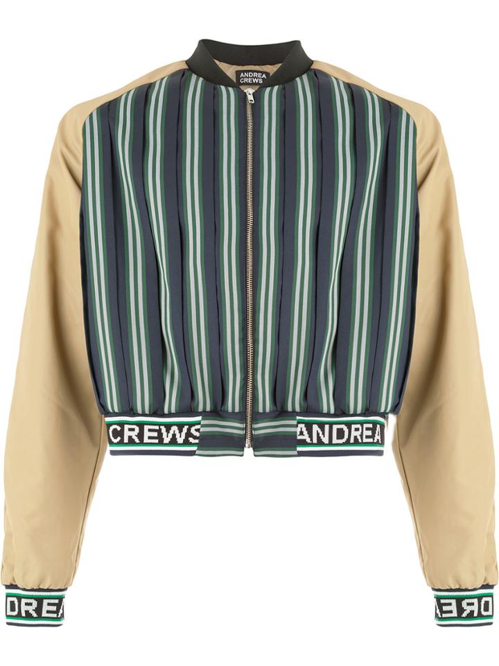 Andrea Crews Cropped Bomber Jacket - Green