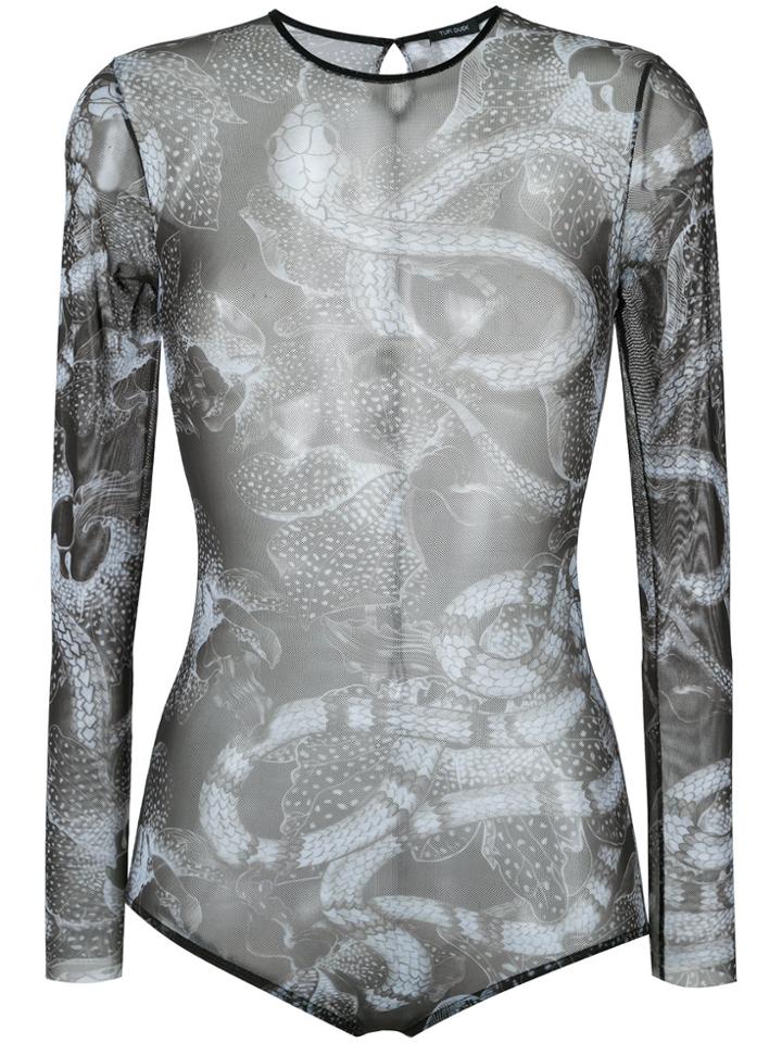 Tufi Duek Snake Print Sheer Bodysuit - Unavailable