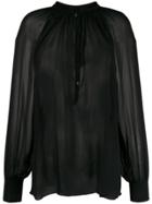 Kristensen Du Nord Sheer Pleated Blouse - Black