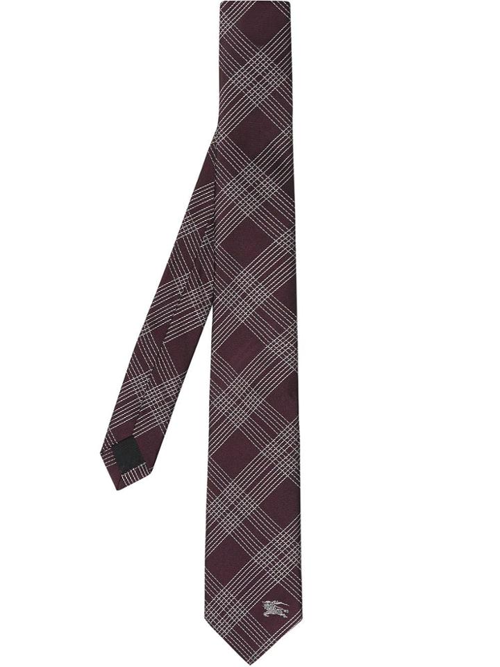 Burberry Modern Cut Check Silk Jacquard Tie - Red