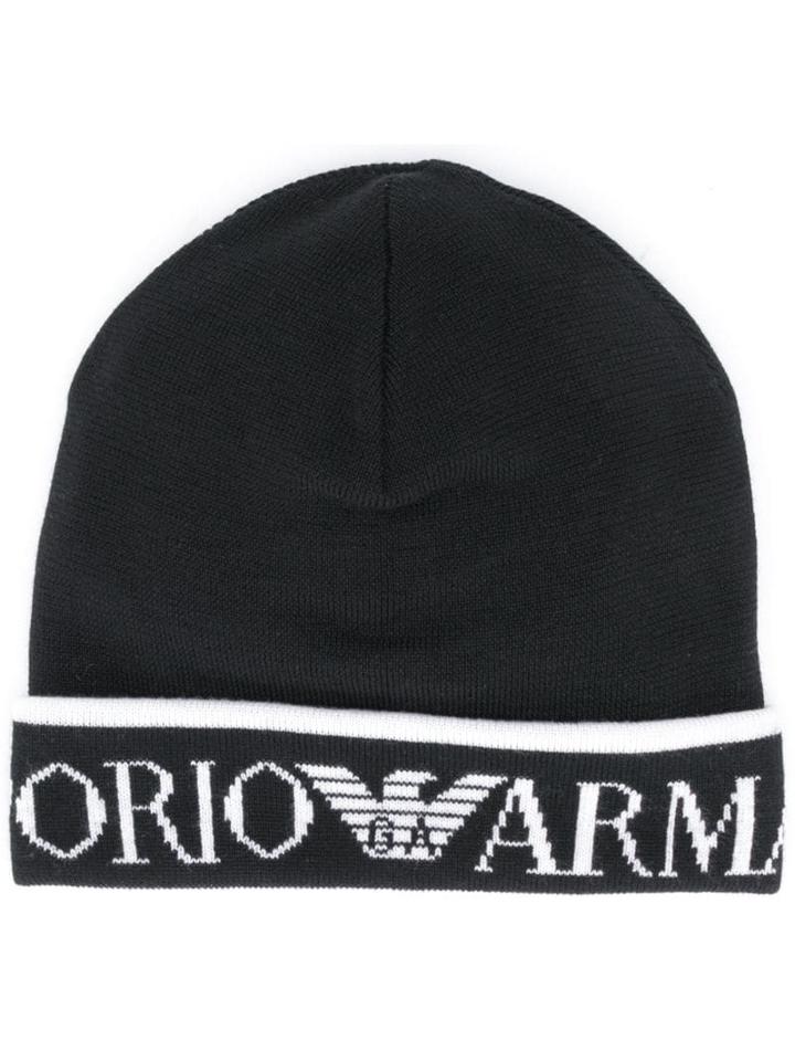 Emporio Armani Logo Embroidered Hat - Black