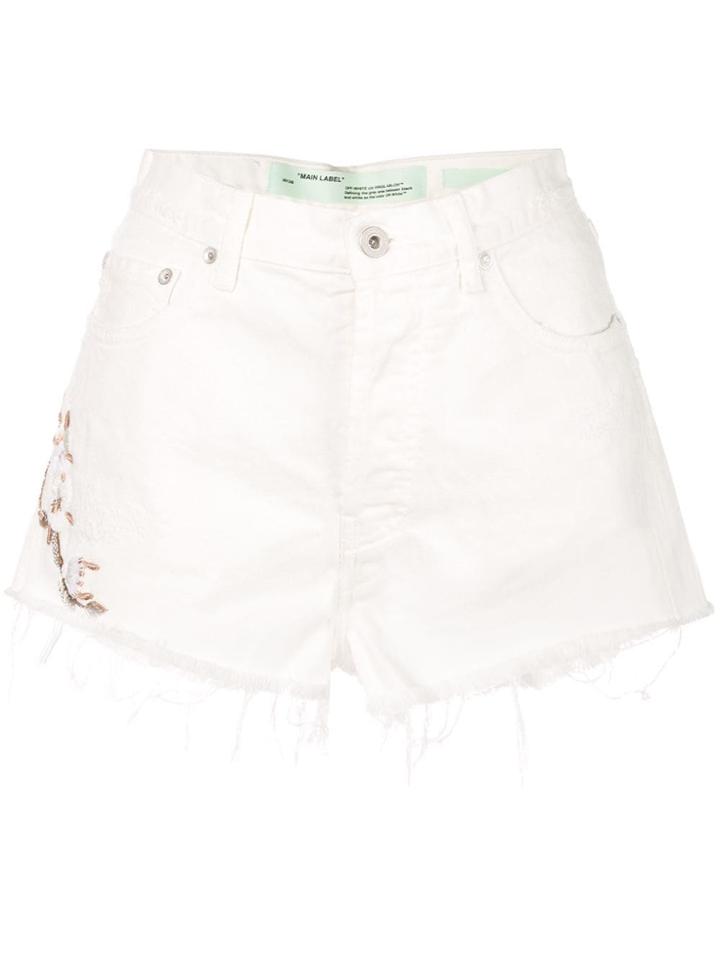 Off-white Cropped Denim Shorts
