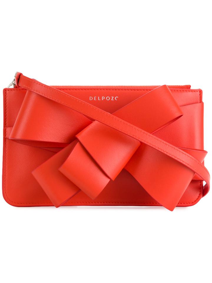 Delpozo Bow Detail Clutch - Red