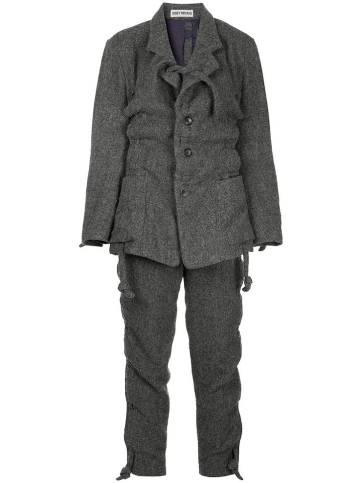 Issey Miyake Vintage Ruched Detail Suit - Grey