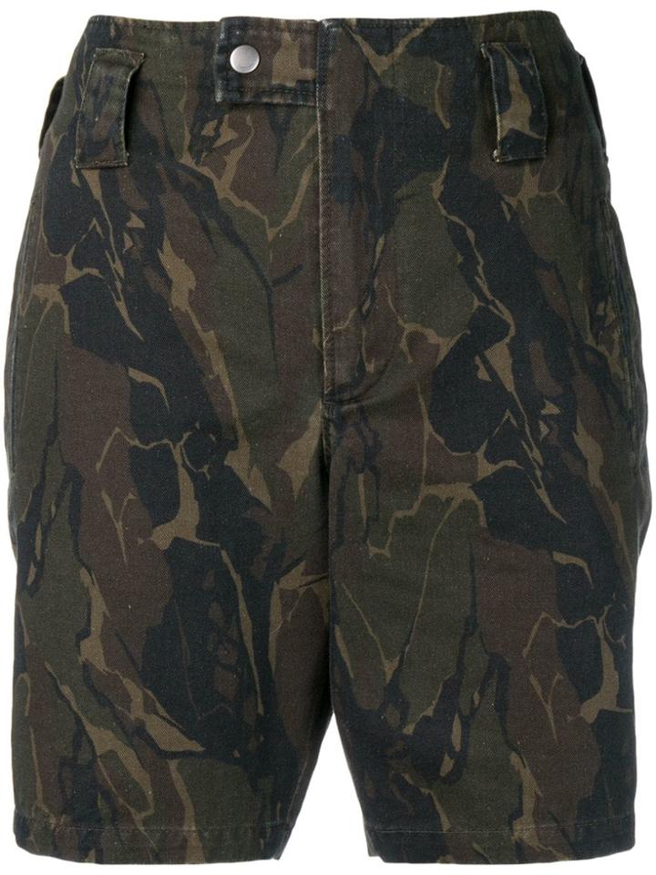 Saint Laurent Camouflage Printed Shorts - Green