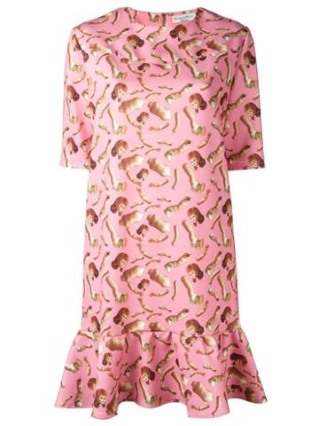Giorgia Fiore Doll Print Dress, Women's, Size: 38, Pink/purple, Polyester/spandex/elastane