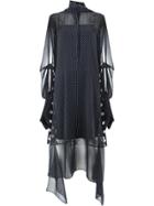 Rokh Polka Dot Asymmetric Shirt Dress - Black