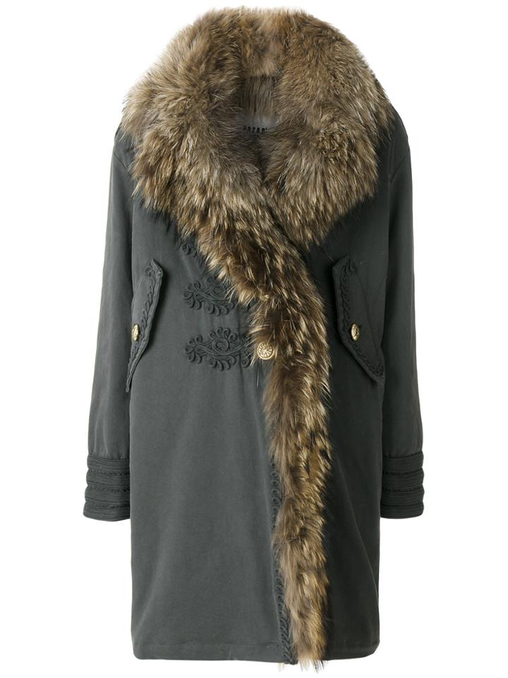 Bazar Deluxe Fur Trim Coat - Green