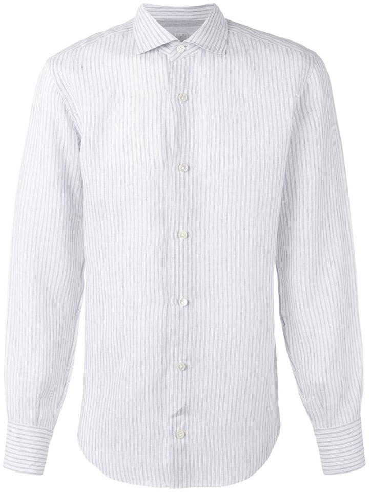 Eleventy - Striped Shirt - Men - Linen/flax - 43, Blue, Linen/flax