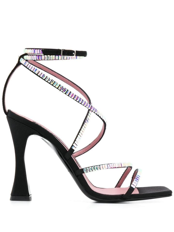 Les Petits Joueurs Iridescent Stud Sandals - Black