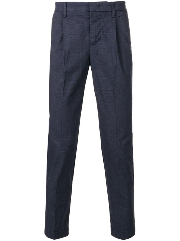 Entre Amis Check Tailored Trousers - Blue