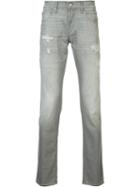 J Brand Ripped Detail Slim-fit Jeans, Men's, Size: 34, Grey, Cotton/spandex/elastane