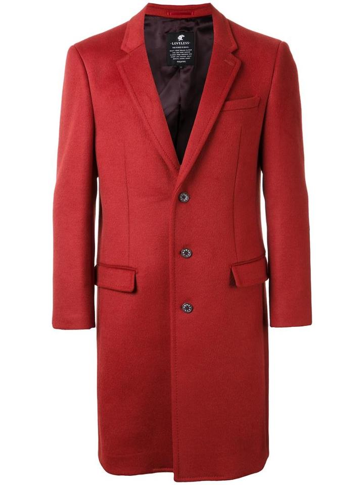 Loveless Flap Pockets Mid Coat, Men's, Size: 2, Yellow/orange, Lambs Wool/polyester/rayon