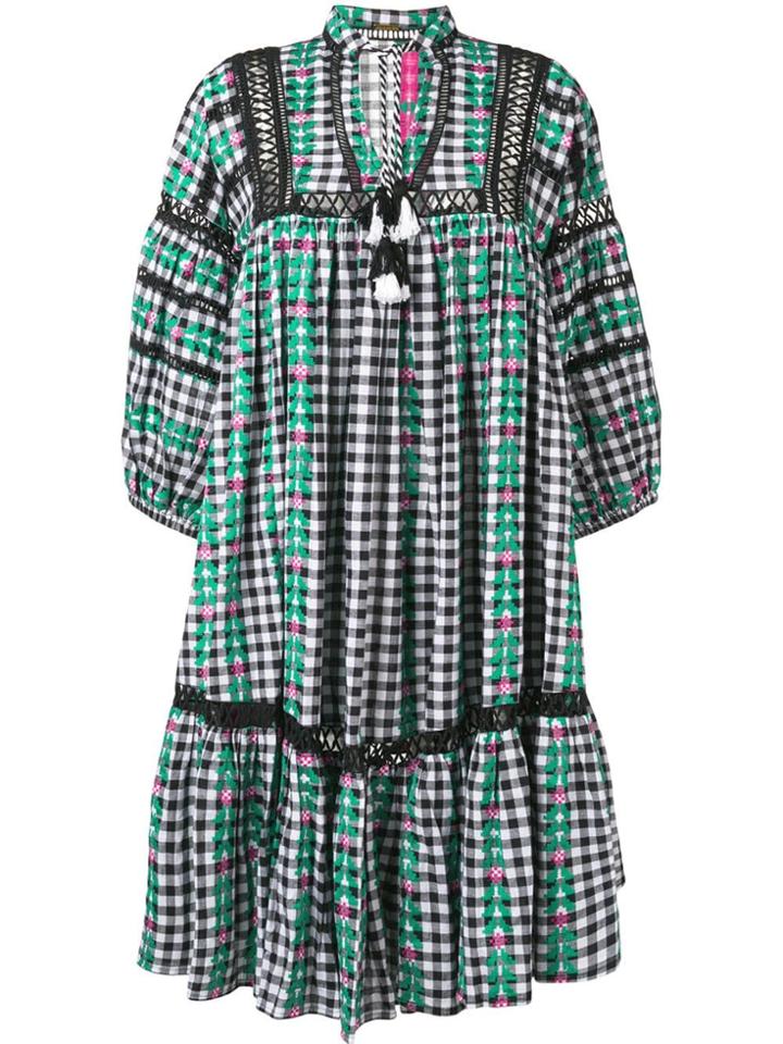 Dodo Bar Or Embroidered Check Print Midi Dress - Black
