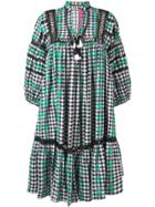 Dodo Bar Or Embroidered Check Print Midi Dress - Black