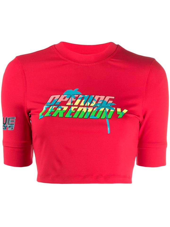 Opening Ceremony Contrast Logo Crop Top - Red