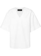 Juun.j V-neck Pocket Shirt, Men's, Size: 48, White, Cotton