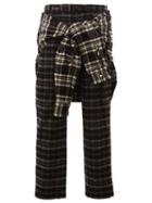 Maison Mihara Yasuhiro Wrap Detail Plaid Trousers, Men's, Size: 46, Black, Cotton