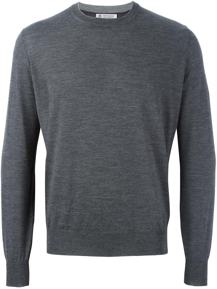Brunello Cucinelli Classic Jumper, Men's, Size: 52, Grey, Cashmere/wool