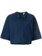 Thom Browne Button Back Polo Shirt In Salt Shrink Cotton - Blue