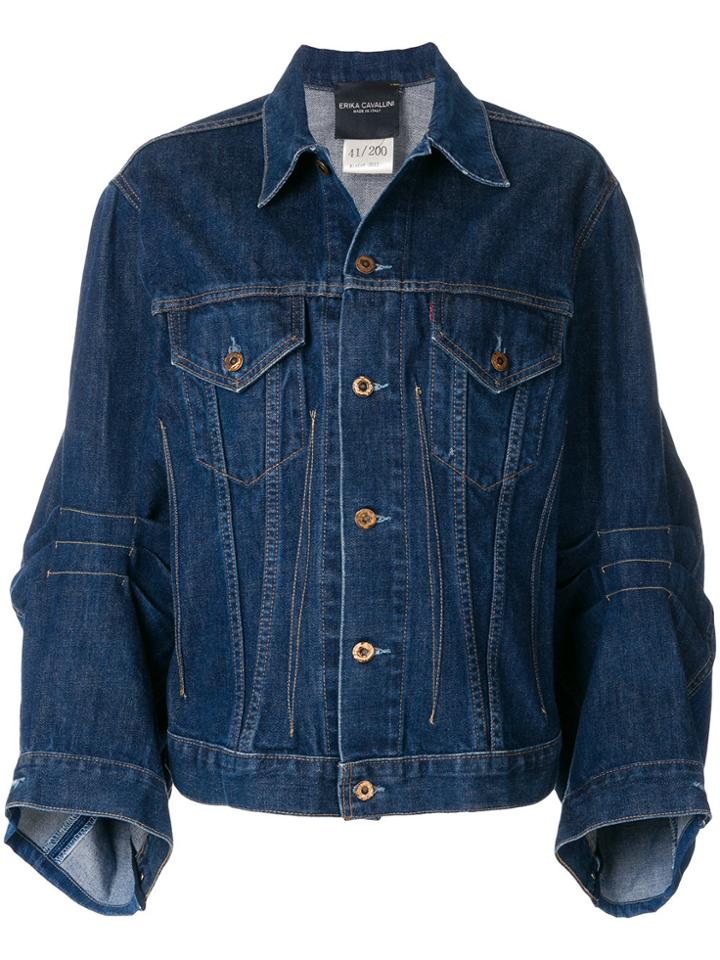 Erika Cavallini Fitted Waist Denim Jacket - Blue