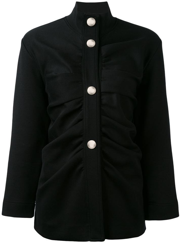 Marni - High Neck Military Style Pleated Jacket - Women - Cotton/polyamide/polyester - 40, Black, Cotton/polyamide/polyester