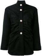 Marni - High Neck Military Style Pleated Jacket - Women - Cotton/polyamide/polyester - 40, Black, Cotton/polyamide/polyester