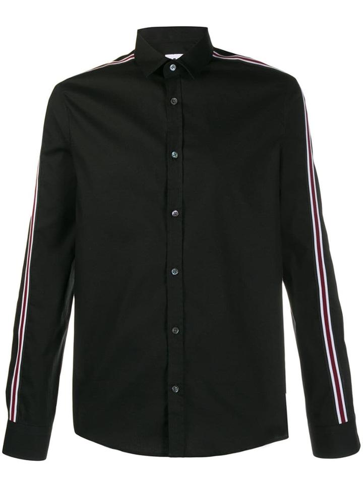 Les Hommes Urban Side Band Slim-fit Shirt - Black