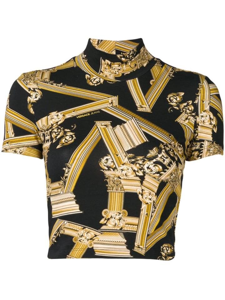 Versace Jeans Printed Crop T-shirt - Black