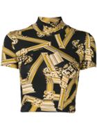 Versace Jeans Printed Crop T-shirt - Black