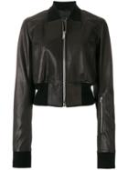 Rick Owens Ribwaist Leather Bomber Jacket - Black